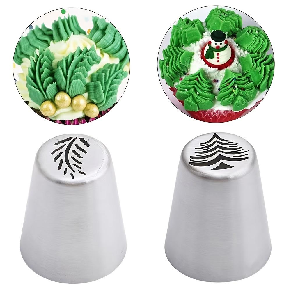 1 set of Russian decorating nozzles snowflake Christmas tree holly leaf squeezing nozzle cupcake dessert baking decoration decorating nozzle