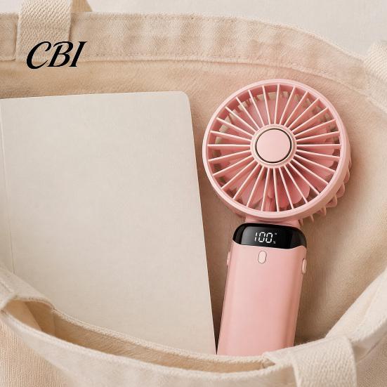 Battery Operated Fan Foldable Handheld Fan, Rechargeable USB Mini Desk with 5 Speed, Adjustable Speed LED Display, Portable Personal Cooling for Home