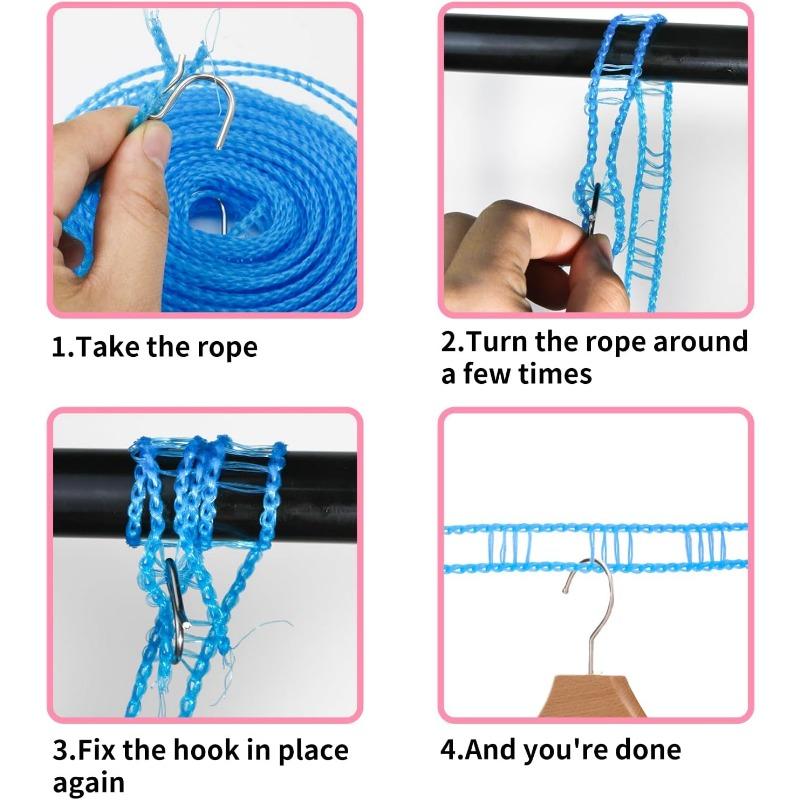 Portable Clothesline Upgraded Thickened Anti-slip Windproof Drying Rope Drying Clothes Hanging Rope Outdoor Camping Accessories