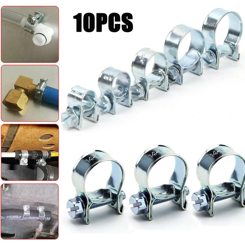 10Pcs Mini Clamp 7-17Mm Car Fuel Pipe Hose Clamp Galvanized Air Hose Clamp Diesel Petrol Pipe Clips Auto Parts Replacement