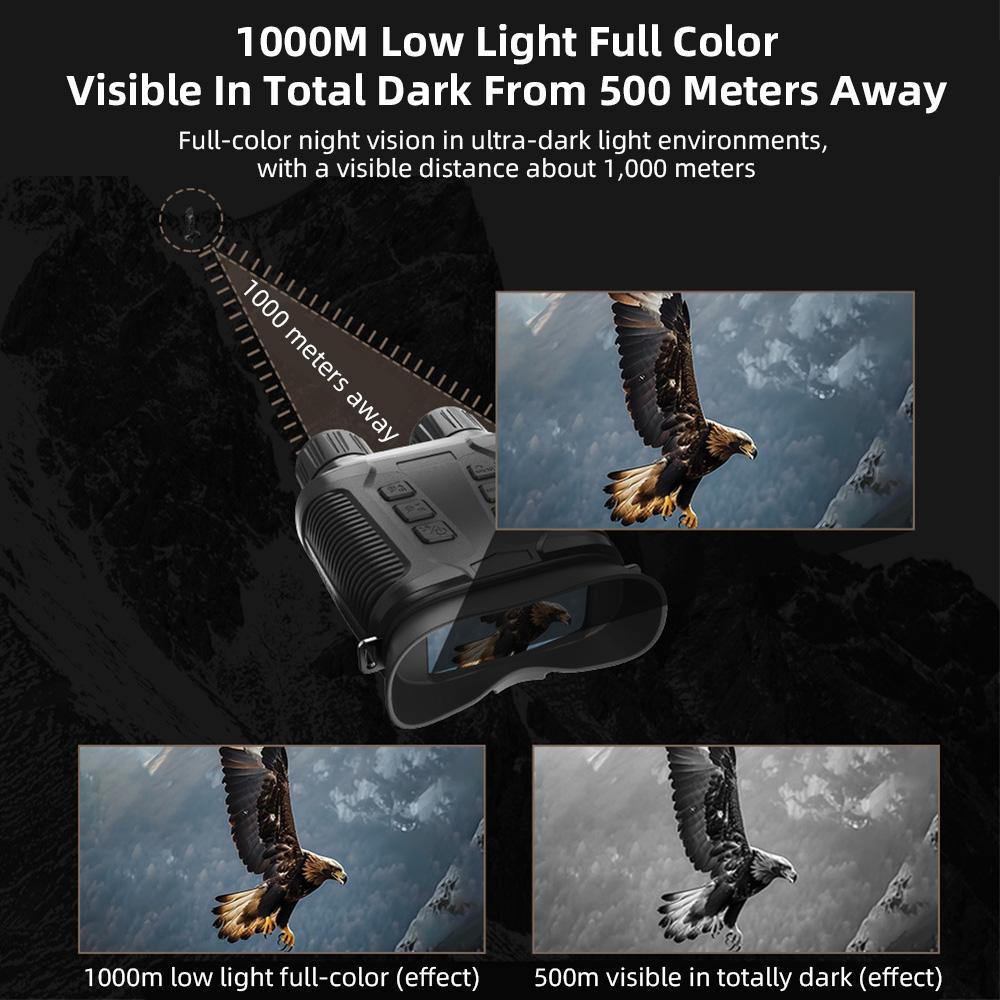 Full-Color Night Vision Binoculars Digital Infrared Telescope with 10X Optical Zoom Large Screen