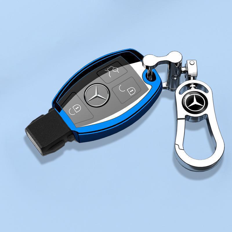 Mercedes-Benz GLA230 Key Case (2015-2019) Full Coverage Blue Protective Shell with Chain