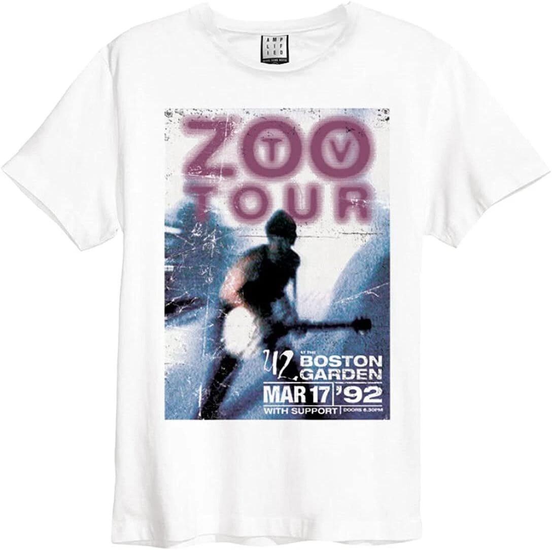 Amplified U2 Zoo TV Tour Mens White 100% Cotton T-shirt Mens Tees Top U2 Zoo TV Classic Tee Shirt XL
