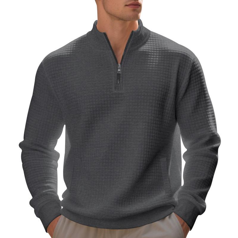 Mens Spring Fleece Sweater With Stand Collar And Zipper For Casual Urban Style