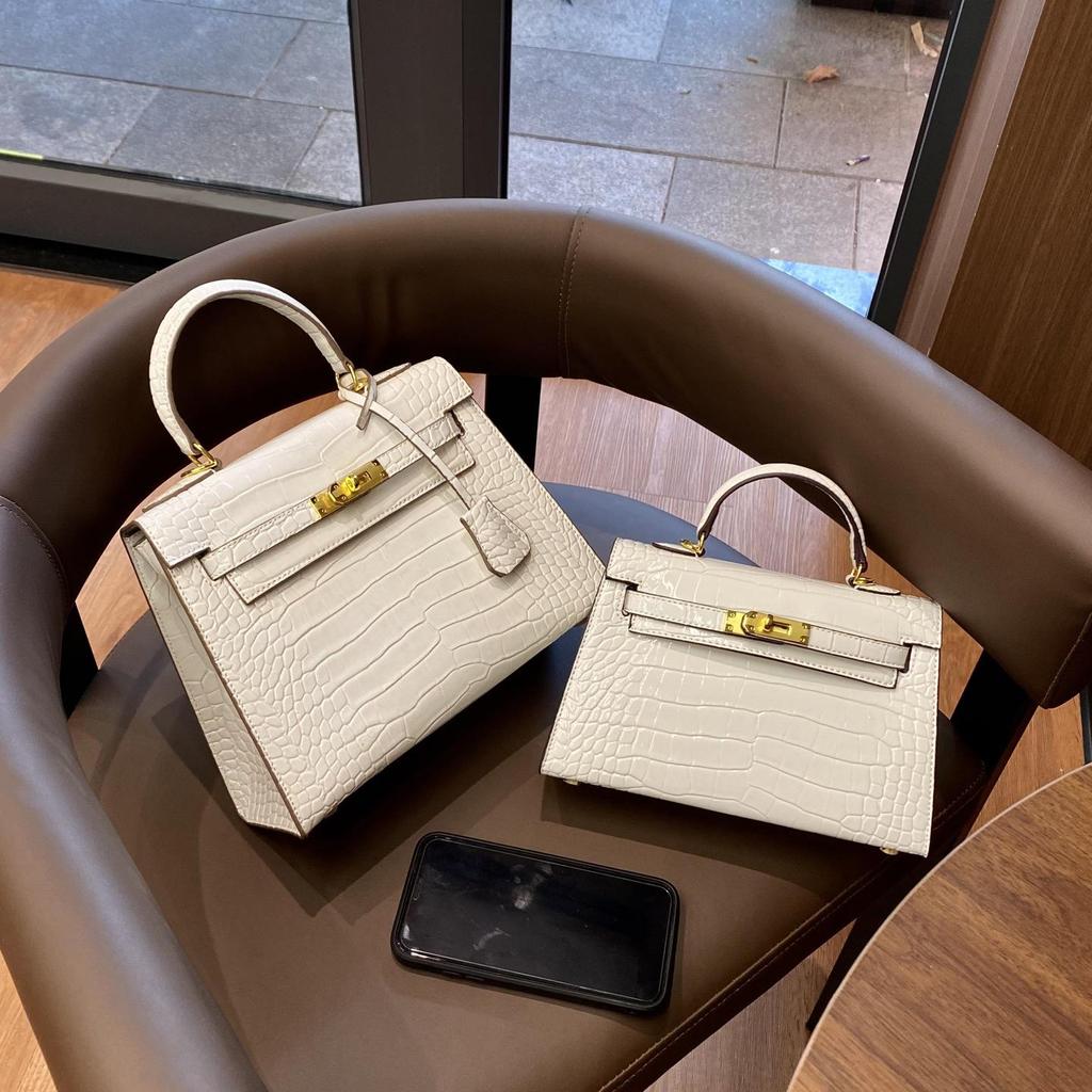 Europese & Amerikaanse Retro Krokodillenpatroon Kelly Enkelbandige Crossbody Tas: High-End, Modieuze, Lichte Luxe Handtas voor Dames