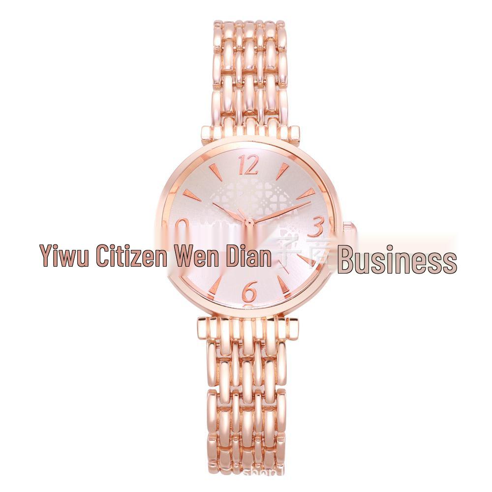 Douyin's Top Pick: Slim Steel Strap Women's Quartz Digital Wristwatch