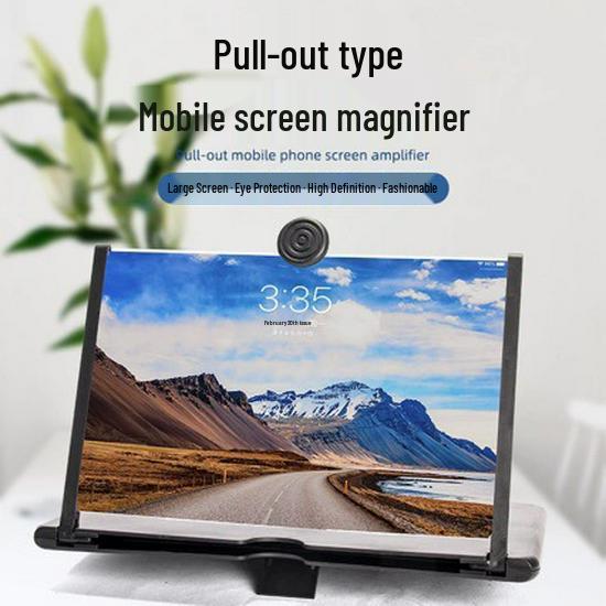 

F3 Mobile Phone Holder & 3D Screen Magnifier: 10 & 12 Pull-out Folding Design чорний