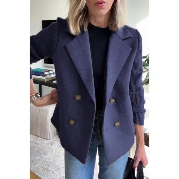 Jarní Módní Elegantní Dámský Vlněný Patchwork Nový Kabát