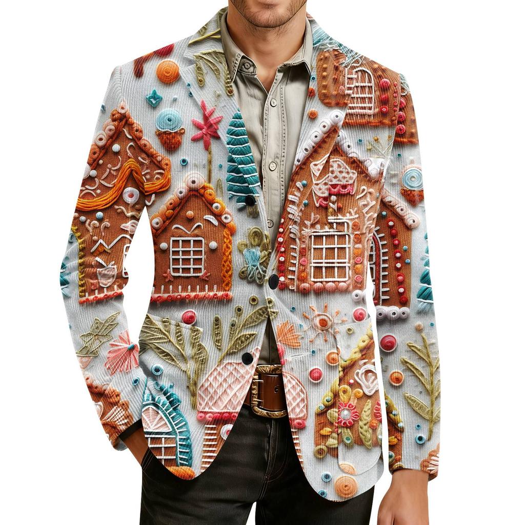 Herren Druck Kord Warm Taschen Anzugjacke Cardigan Herren Freizeitanzug