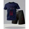 Set T-shirt e pantaloncini da uomo estate casual larghi e alla moda stampa lettera Calvin T-shirt a maniche corte con scollo rotondo comoda