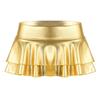 Women Low Rise Double Layered Ruffled Skirt Shiny Metallic Mini Skirt for Rave Party