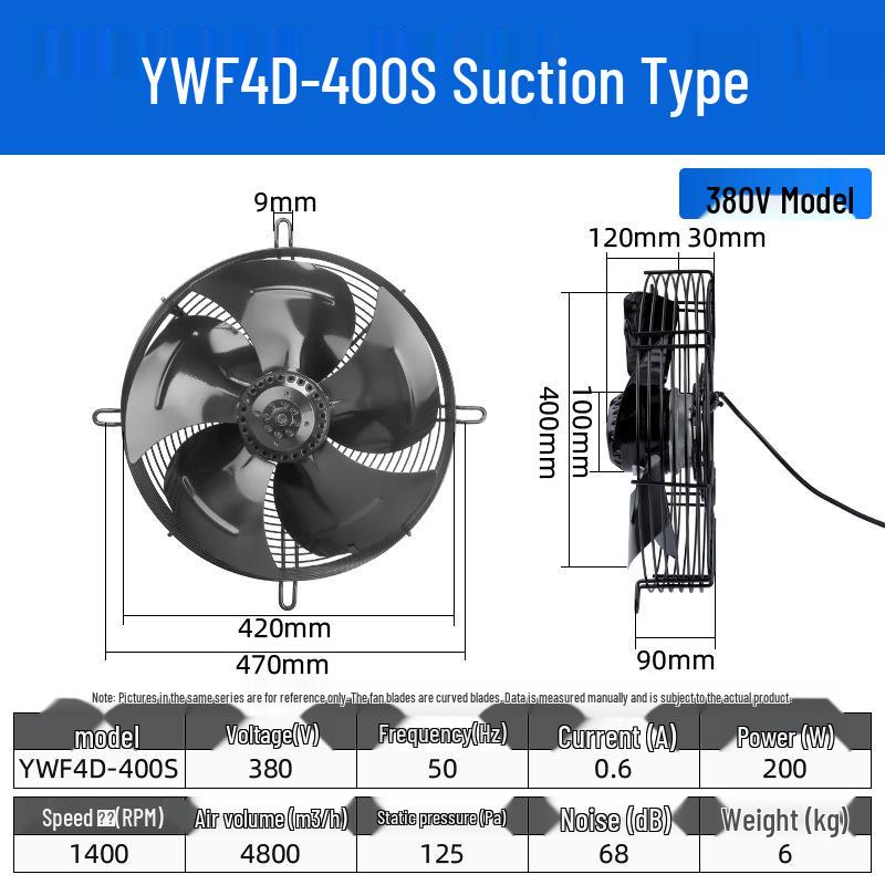 YWF4E External Rotor Axial Fan: 220V Air Compressor/Condenser Cooling, 380V Cold Storage Exhaust.