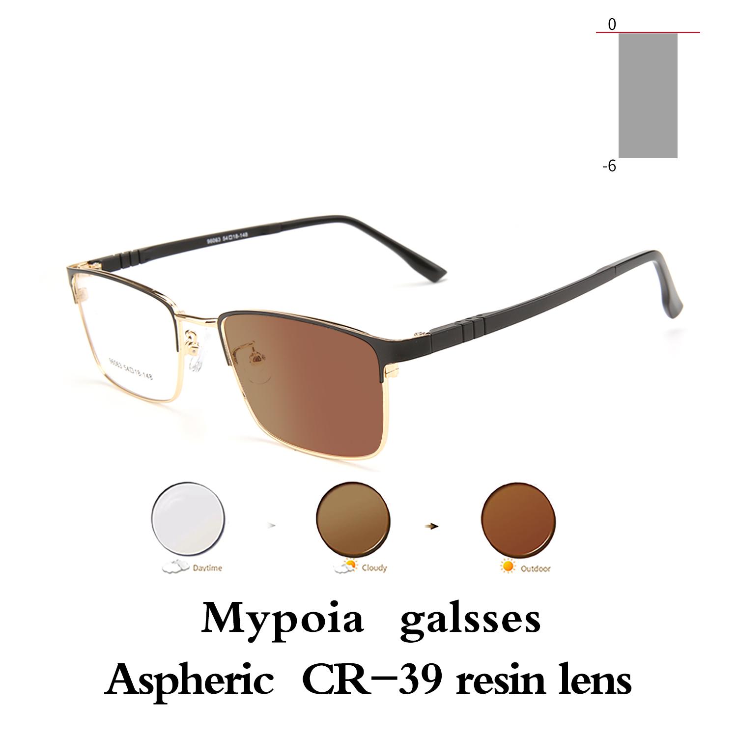 

Mens Photochromic Myopia Glasses Vintage Half Frame Color Changing Sunglasses 0+1 0 To+4 0 For Outdoor Business 0