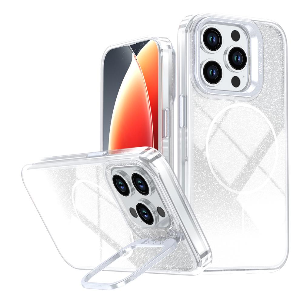 For iPhone 14 Pro Max Magnetic Case Gradient Glitter Shockproof TPU PC Phone Cover Compatible with MagSafe