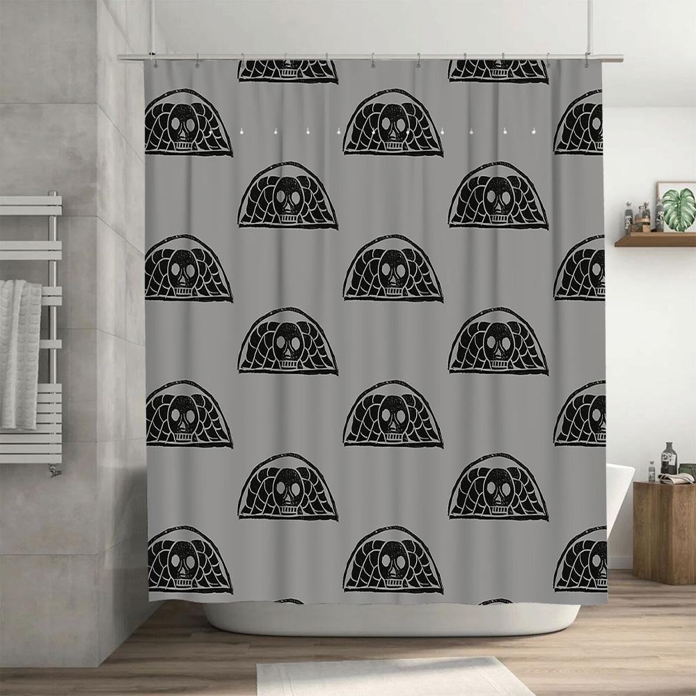 Gothic Shower Curtain Dark Aesthetic Spooky Halloween Decor Skull Pattern Bathroom Set Vintage Horror Home Textile Wall Hanging