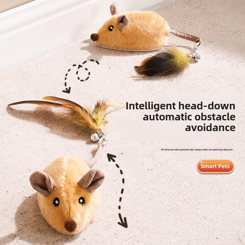 Automatic Sensing Moving Mouse Interactive Cat Toys Electronic Remote Squeaky Cat Toy For Kitten Usb Rechargeable Pet Plush Toy