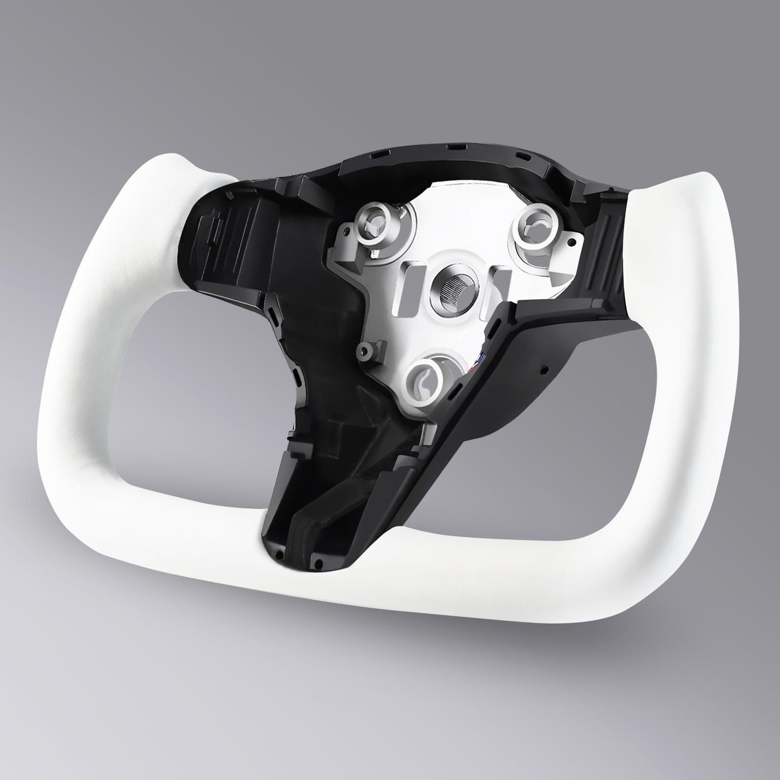 

LOSCHEN Yoke Steering Wheel for Tesla Model 3 (2016-2022), Real Carbon Fiber with Nappa Leather Upholstery (White, No Front Trim) [Parallel Import]