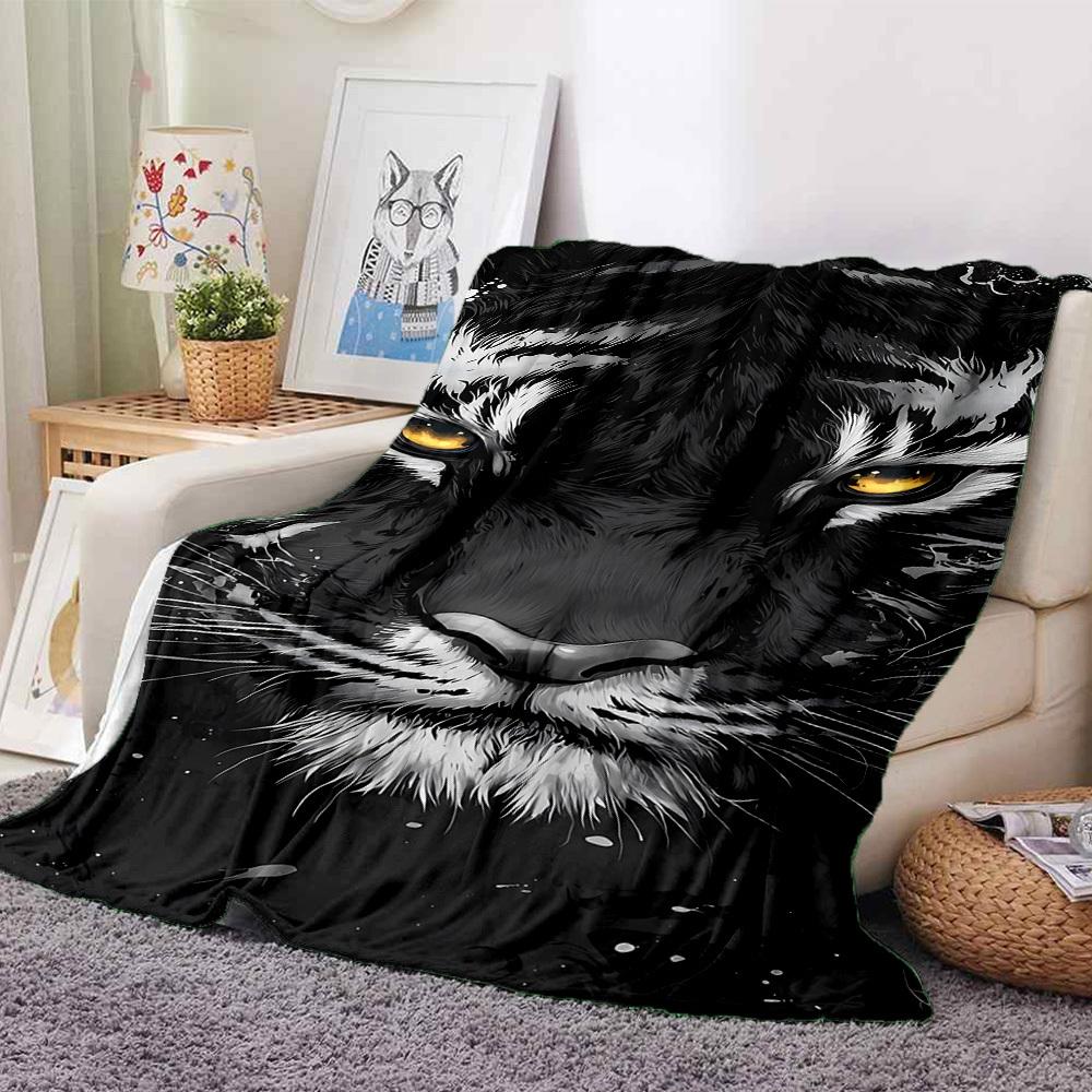 1pc Tiger Face Blanket, Lightweight Flannel Fleece with Digital Printing, Soft Warm for Sofa, Travel, Camping, Office, Couch, Chair, and Bed, All-Seas