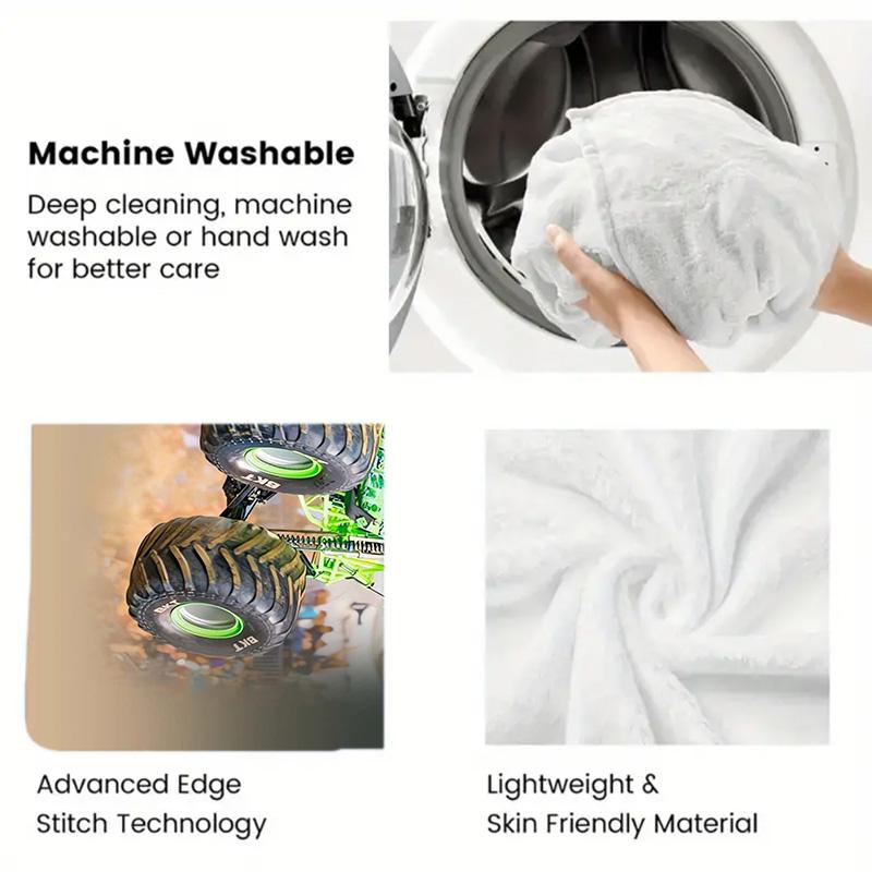 Green monster truck 2D Flat Pattern Flannel Blanket High quality All Seasons Warmth and Comfort Perfect for Christmas Gifts.MMT0918416