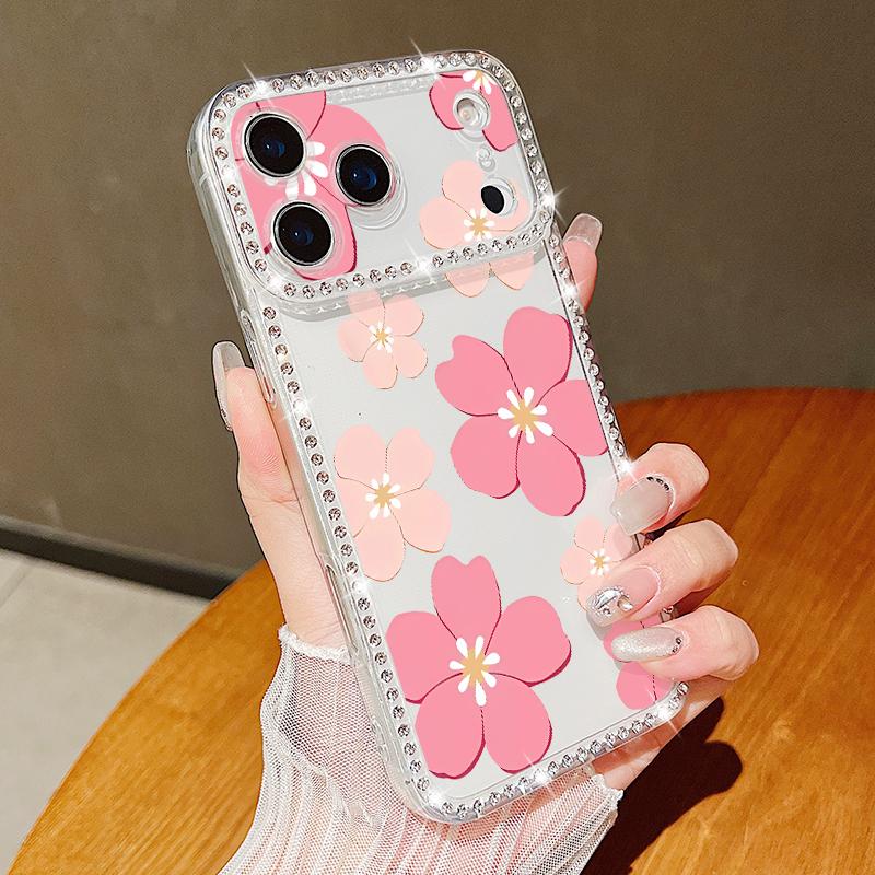 Colorful Floral Pattern Diamond Case For iPhone 17 Pro Max Funda iPhone 16 15 14 13 Pro Max Clear TPU Silicone Soft Cover