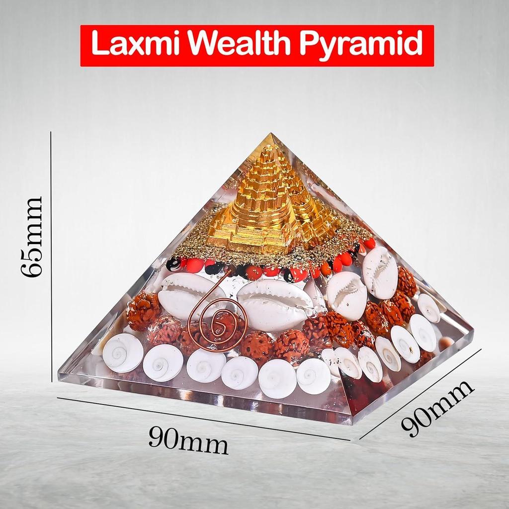 Shree Yantra Pyramid (90mm) – Original Gomti Chakra Vastu Item for Home & Office | Laxmi Pyramid for Positive Energy