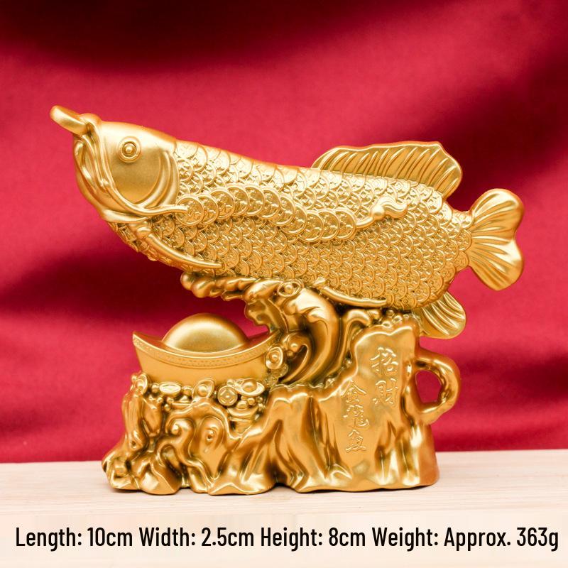 Golden Arowana Sand Gold Ornament: Year-Round Abundance and Wealth-Attracting Goldfish for Home or Office