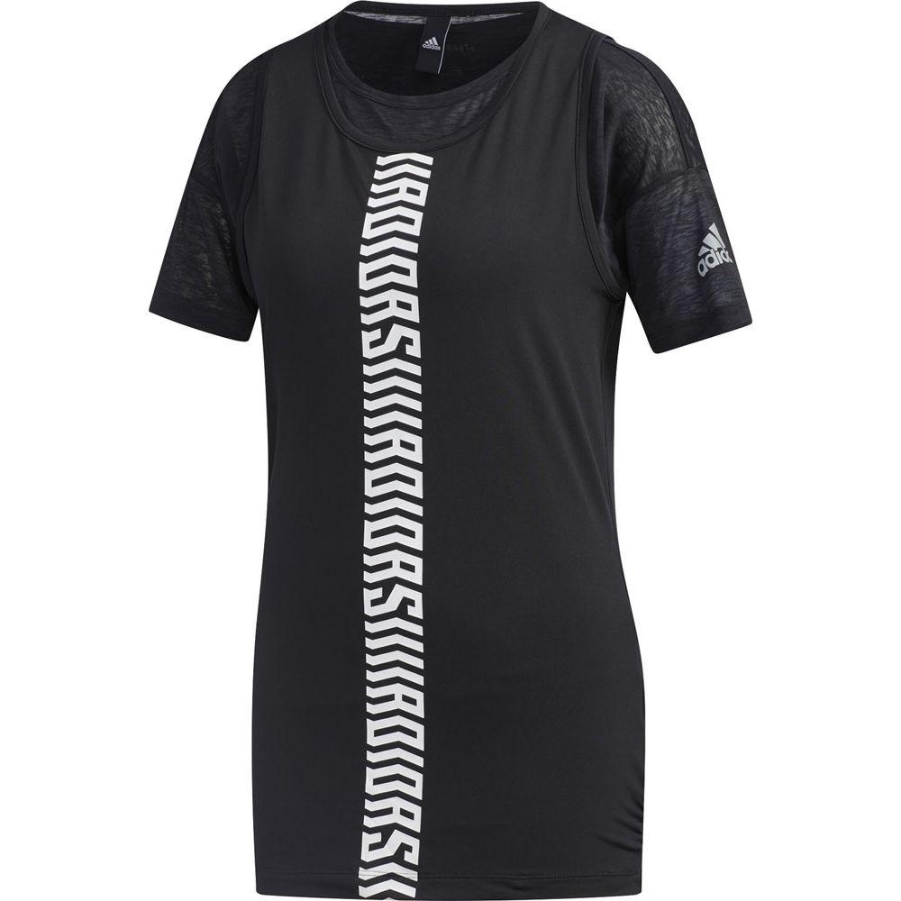 

Adidas Aeroready Round Neck Layered Short Sleeve T-Shirt Women Tops Black FM5288 L