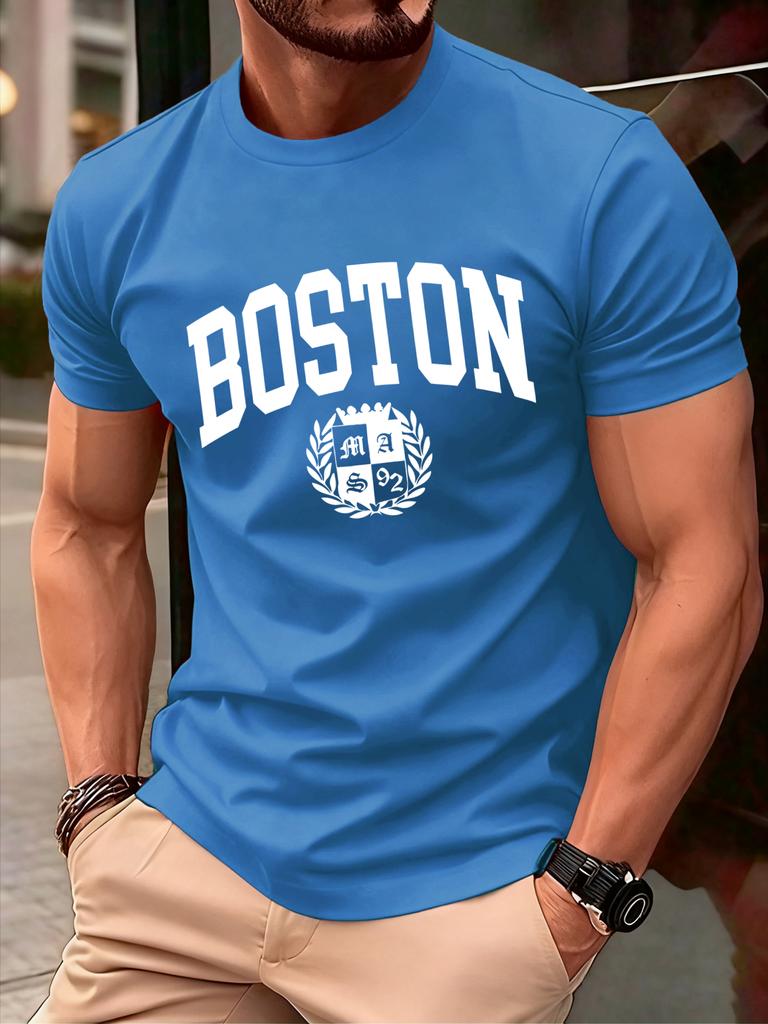 The Sacred Badge Of Boston Print Tee Shirts ONeck Loose Short Sleeve Trendy Cotton Sportswear Unisex Comfortable Summer TShirt