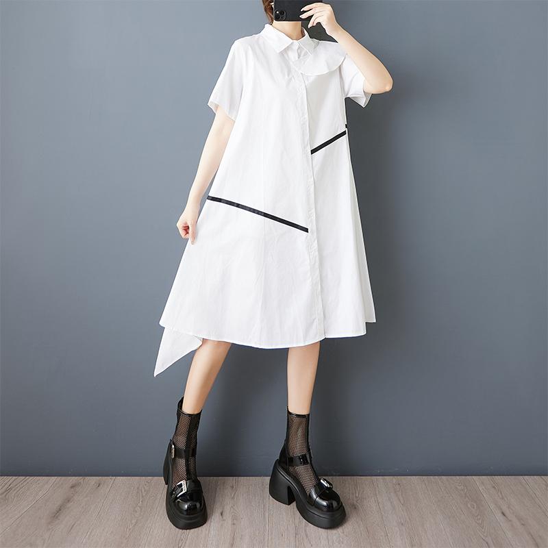 Short Sleeve Plus Size Vintage New In Dresses for Women Casual Loose Long Summer Shirt Dress
