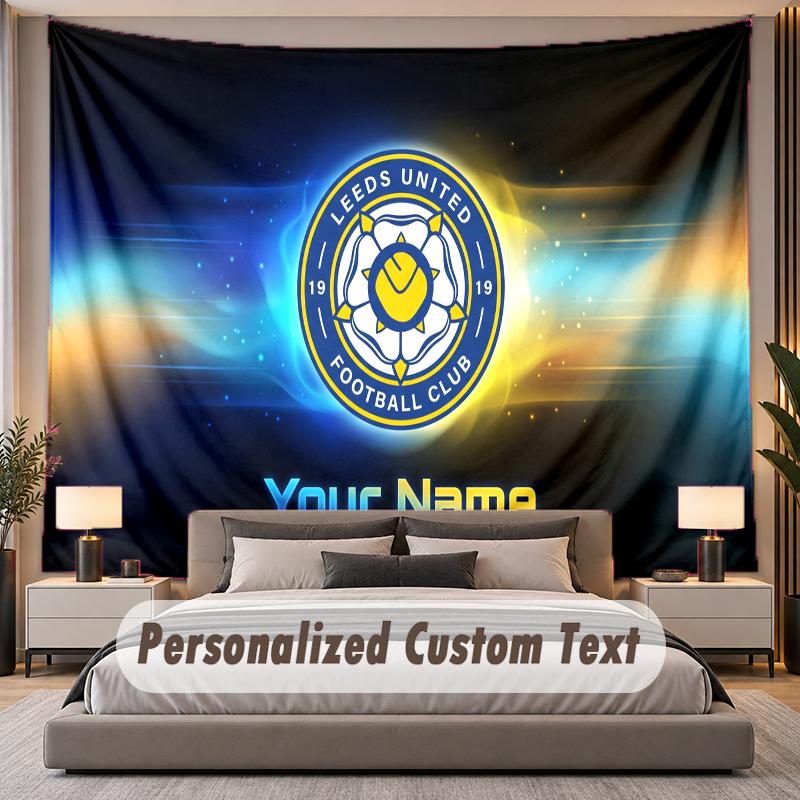Custom Name Text Tapestry Leeds United Personalized Polyester Wall Tapestry For Bedroom And Room