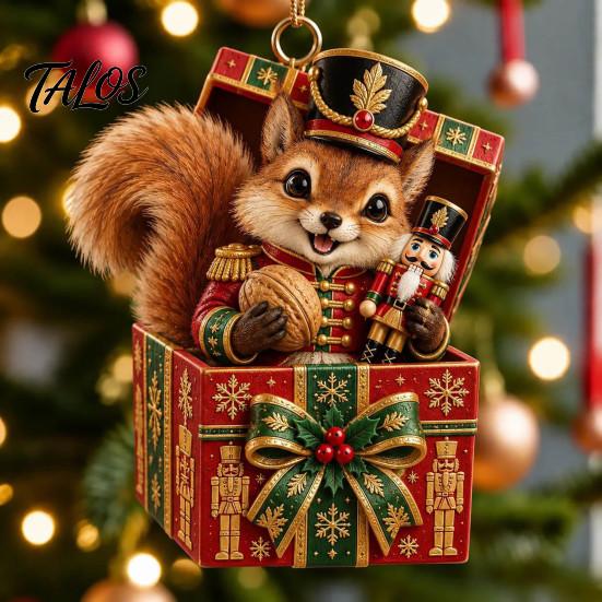 Holiday Gift Exchange Accessories Christmas Forest Animal Ornament, 2D Flat Acrylic Fox Reindeer Squirrel Raccoon in Unique Hanging Ornaments