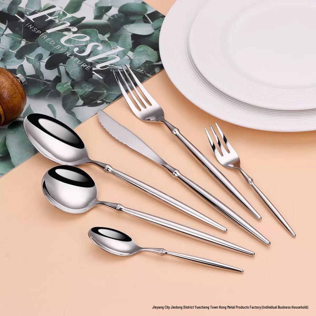 Stainless Steel 304 Western Cutlery Set: Knife, Fork, Spoon, Dessert Spoon, Fruit Fork for Restaurant, Hotel, Home