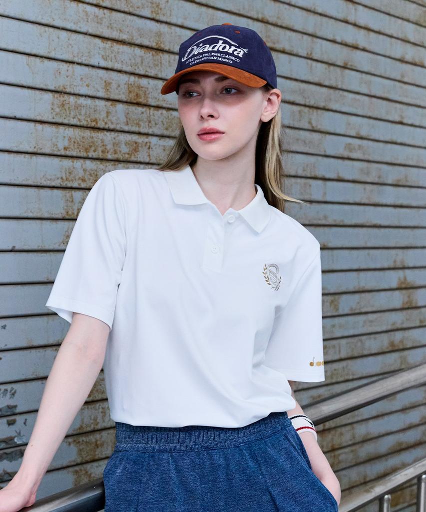 Diadora Performance Collared Short Sleeve T-Shirt Off White