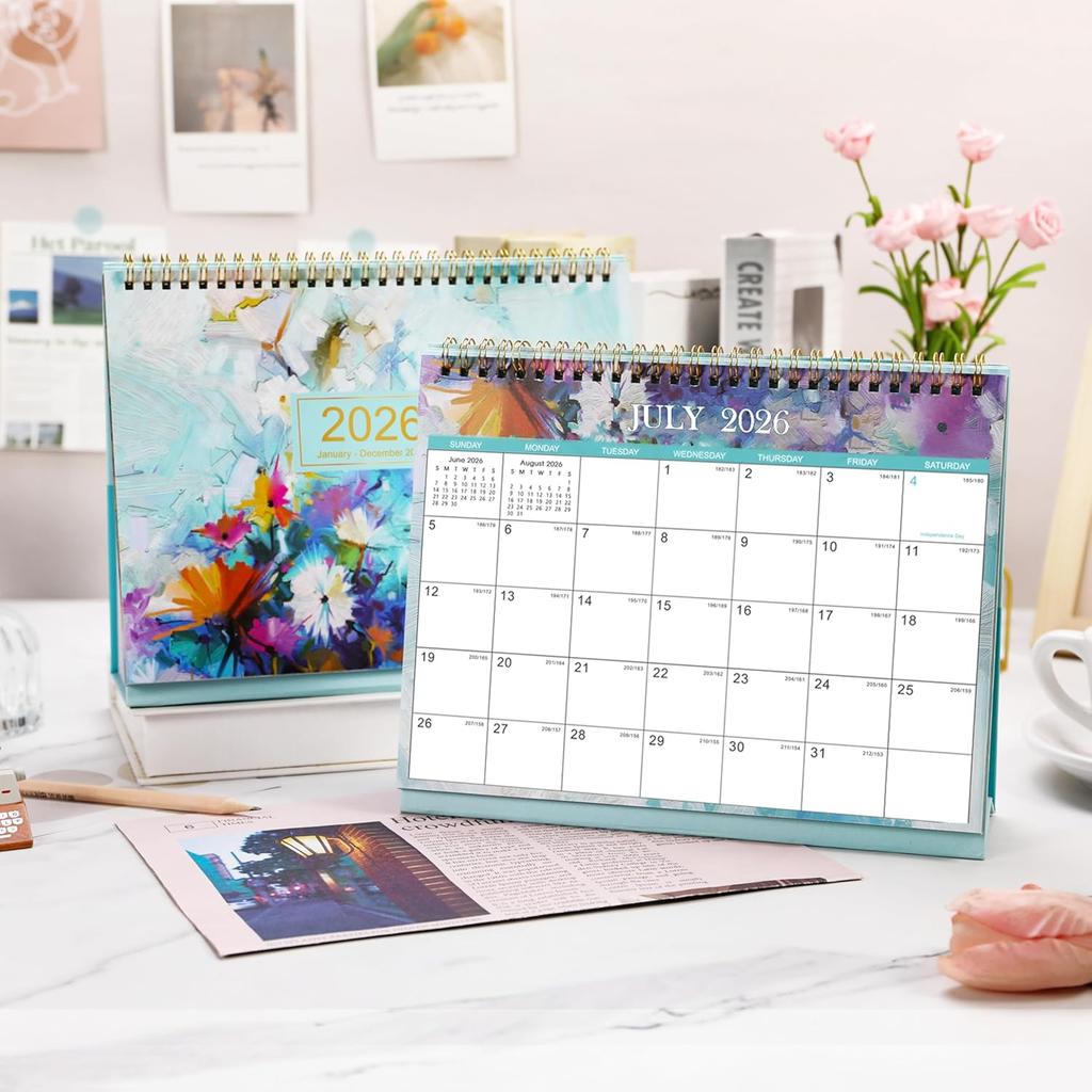 2026 Desk Calendar - Standing Flip Desktop Calendar 2026, JAN. 2026 - DEC. 2026, 9.8" x 8.3", Desktop Calendar, Memoranda Lined Pages with Thick