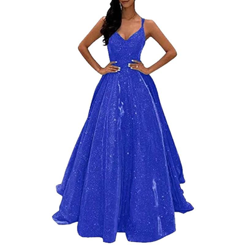 Elegant European & American Fashion Slim Long Evening Dress with Flashy Design