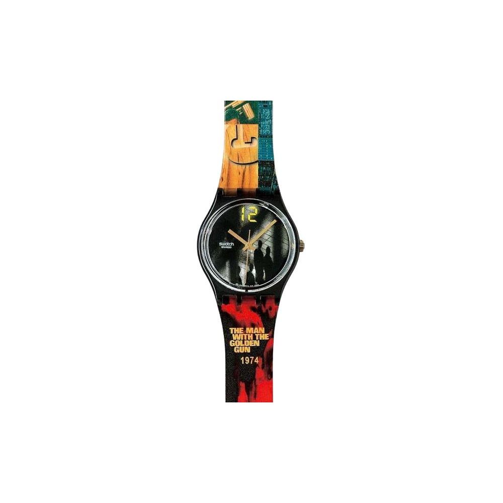 Swatch Quartz Movement 30m Waterproof Watch 34mm Black Dial Plastic Case Plastic Strap Unisex watches GB210 Black Dial