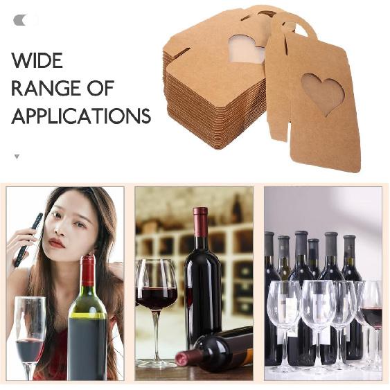 VILLCASE 25 Pieces Kraft Paper Wine Bottle Box with Window, Small Hanging Gift Boxes, Foldable Wine Candy Boxes for Chocolate, Truffles, Cookies,