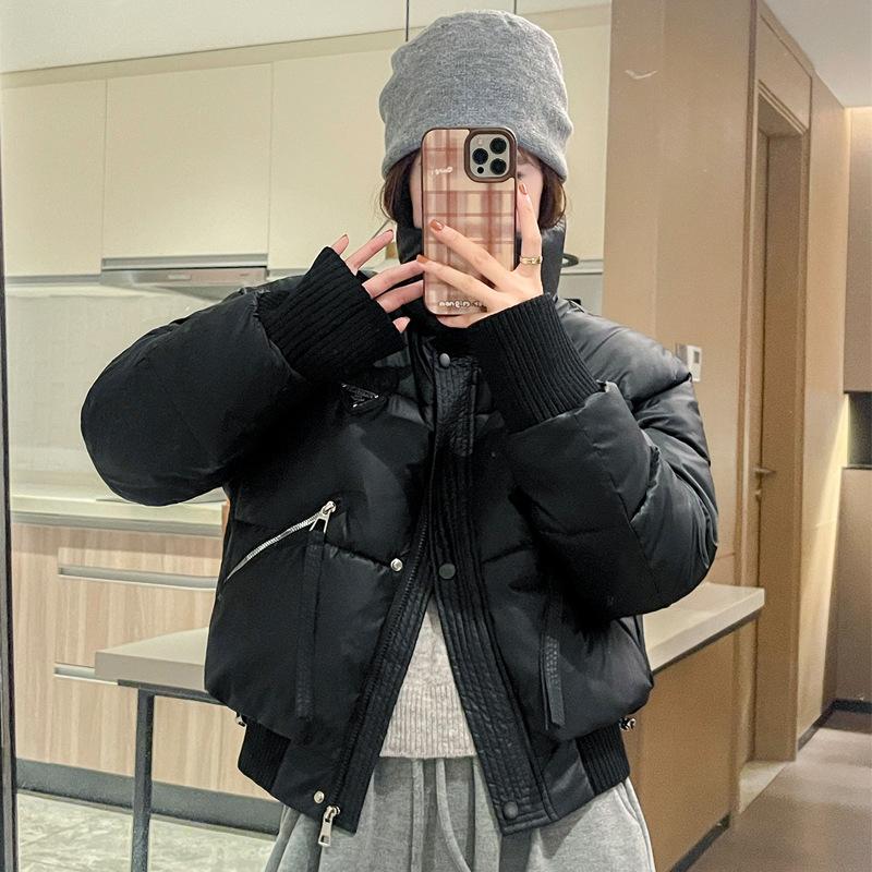 Down Cotton-padded Jacket Women's Loose Cotton-padded Jacket Stand Collar Women Autumn and Winter Short Thick Cotton-padded Women Coat