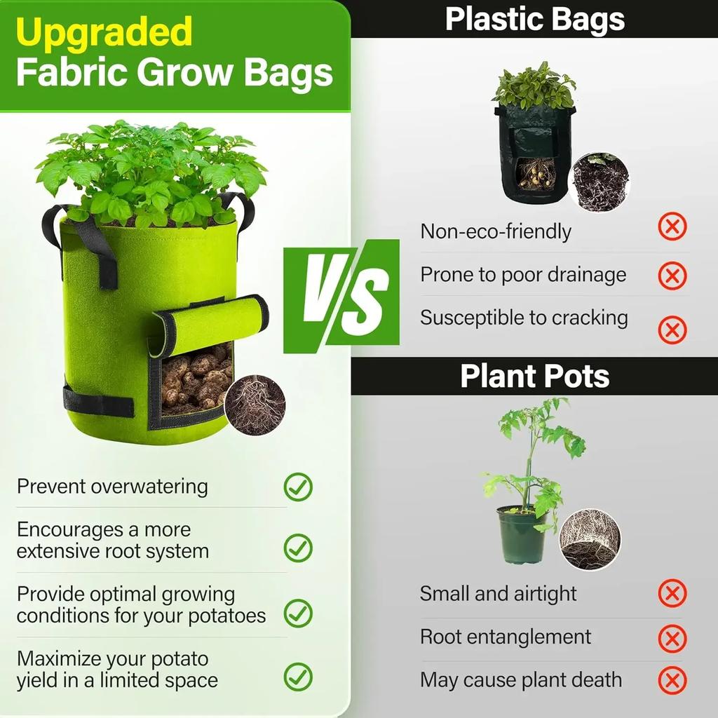 5/10Gallon Potato Seedling Felt Grow Buckets Plant Bags Gardening Flowers Bags Horticulture Planting Containers Garden Tools