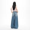 2026 Spring Women's Retro Wide-Leg Jeans: Waistless, Versatile, Loose, Slimming, Floor-Length Pants