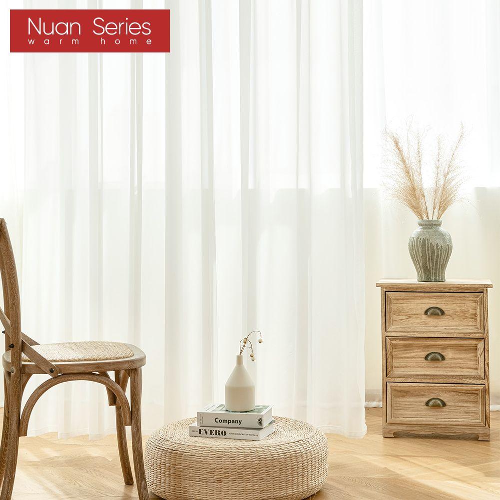 1 szt. Seria Nuan biała zasłona tiulowa styl skandynawski przezroczysta zasłona do sypialni poliestrowa tiulowa dekoracyjna zasłona okienna