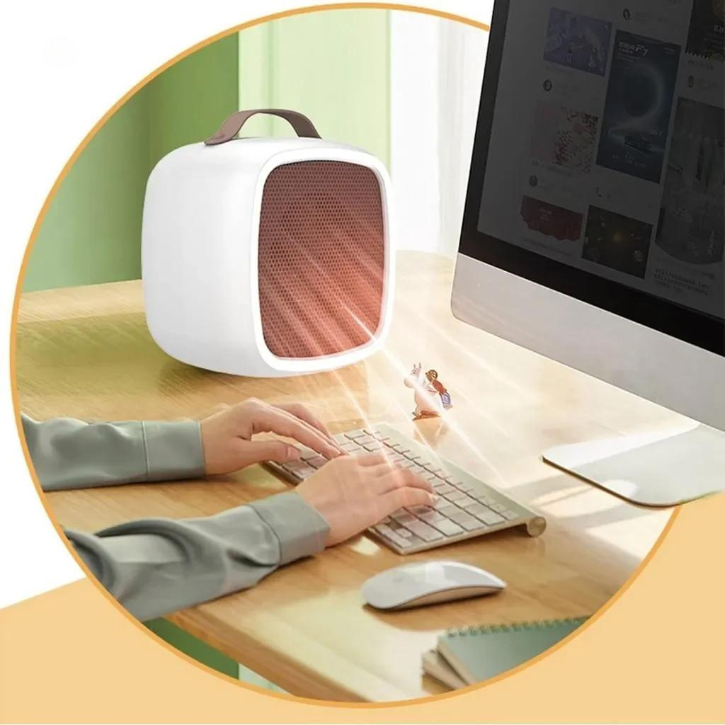500W Office Desktop Electric Fan Heater Portable Energy Saving Bedroom Heating Machine Multifunctional Air Heater