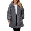 **Winter Loose Plush Women's Long Sleeve Hooded Zip Up Cardigan Jacket Fuzzy Fleece Coat**