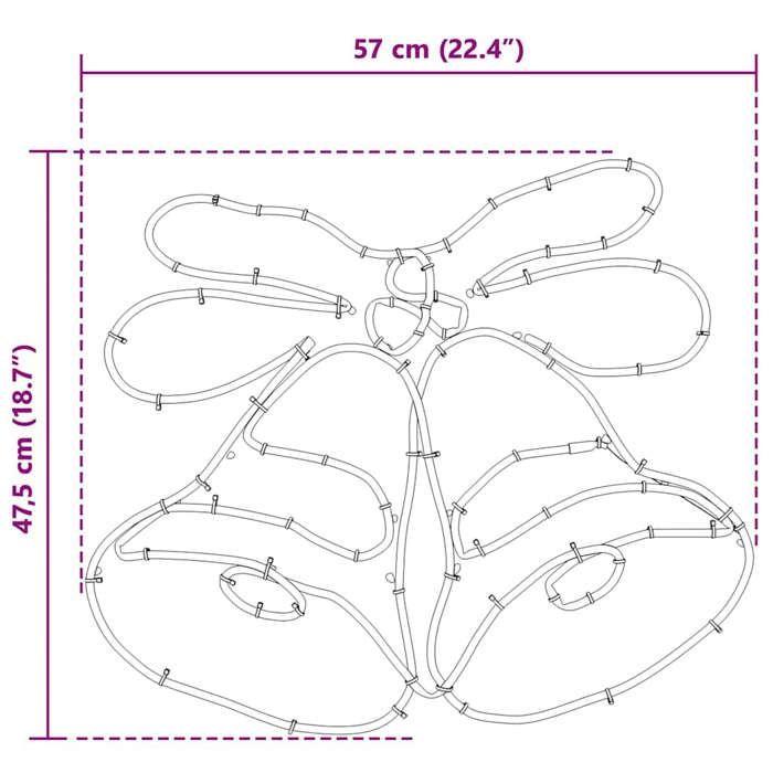 VidaXL Cloche de Noël avec 144 LED Multicolore 56 x 46 cm PVC, Salon, déco moderne, déco de Noël durable, éclairage festif, 42018957