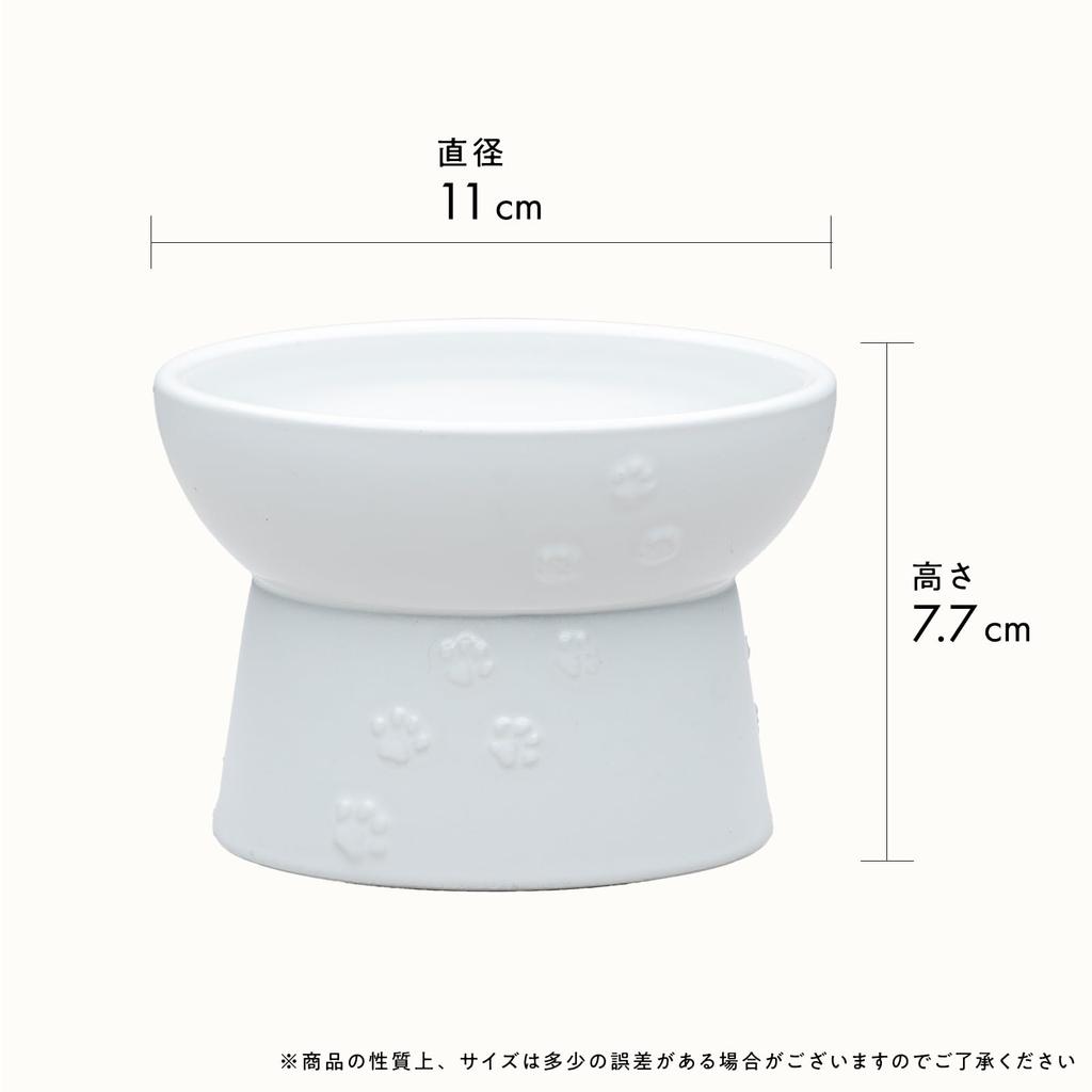 Nekoichi Cat Food Bowl with Mino Made in White Elevator, Ware, Japan,