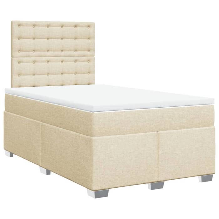 VidaXL Slat Bed Base with Mattress Cream 120x200 Cm Fabric 3290474