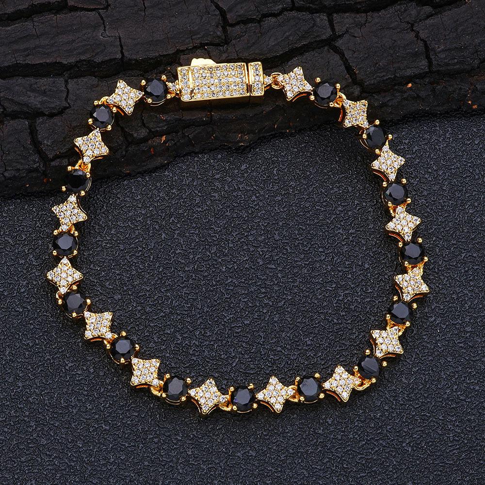 Hip Hop 6mm Star Zircon Tennis Chain Men's Bracelet Light Luxury High-end Jewelry Accessories