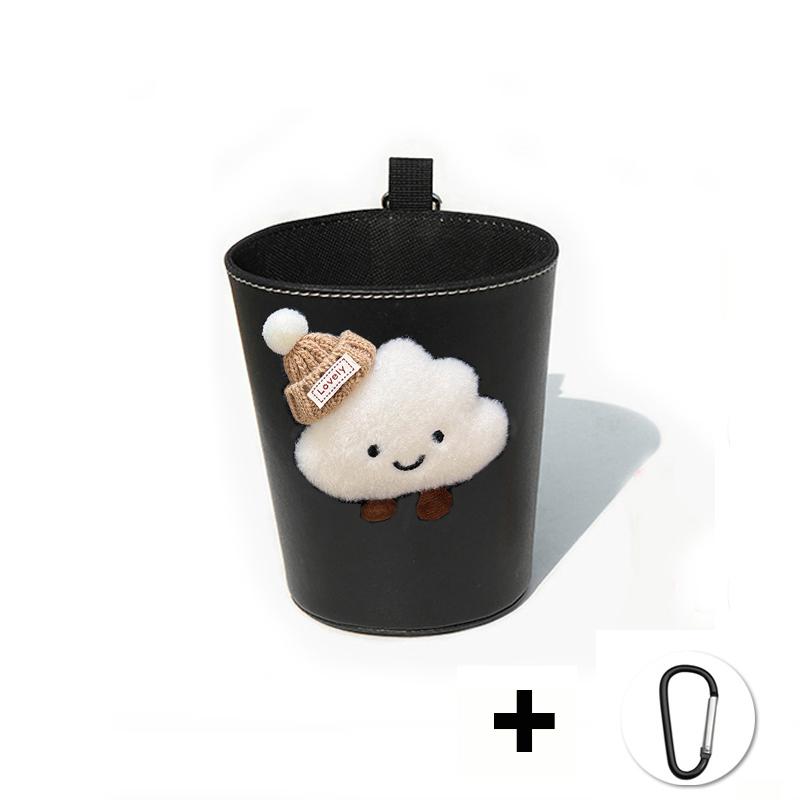 PU Leather Car Trash Bin Can Cute Cartoon Cloud Auto Back Seat Headrest Mini Organizer Rubbish Bag Garbage Air Vent Storage Box