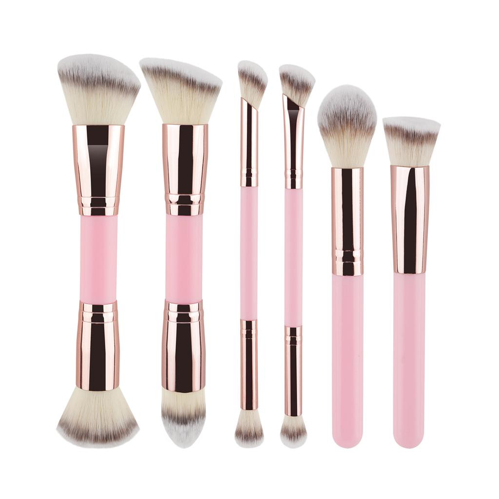 New 6 Double Head Foundation Blush Brush Eyeshadow Brush Grooming Brush Three-Color Hair Beauty Tool