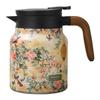 1000ml Floral Pattern Teapot Stainless Steel Insulated Tea Pot Built-in Infuser Tea Separation Water Bottle for Hot Drinks